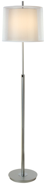 Nimbus 1-Light Metallic Silver And Polished Chrome Floor Lamp With Sheer Snow Double Shantung Shade