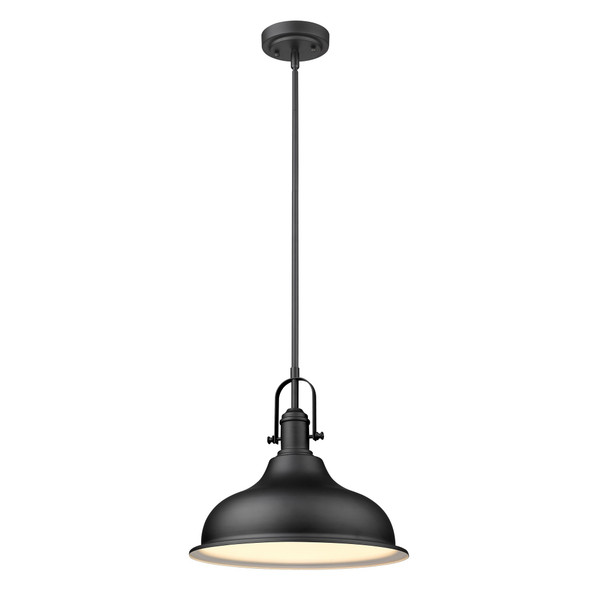 Matte Black Hanging Light with Dome Shade
