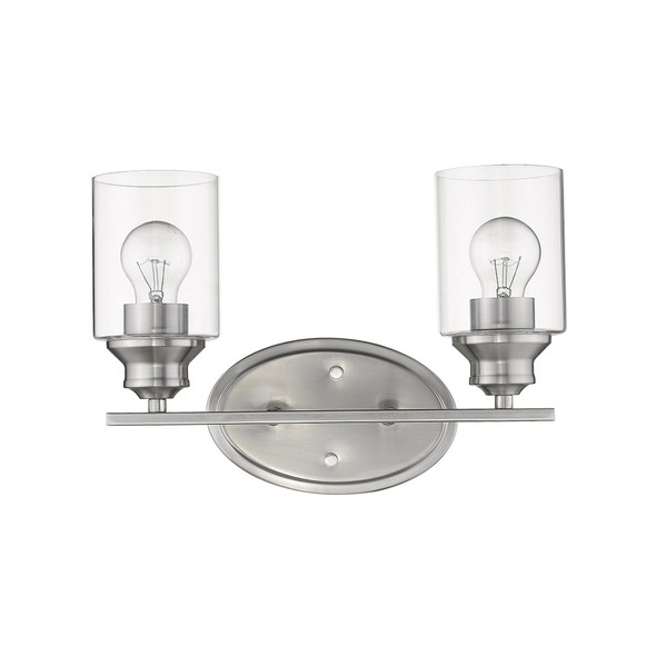 Two Light Silver Wall Light with Clear Glass Shade