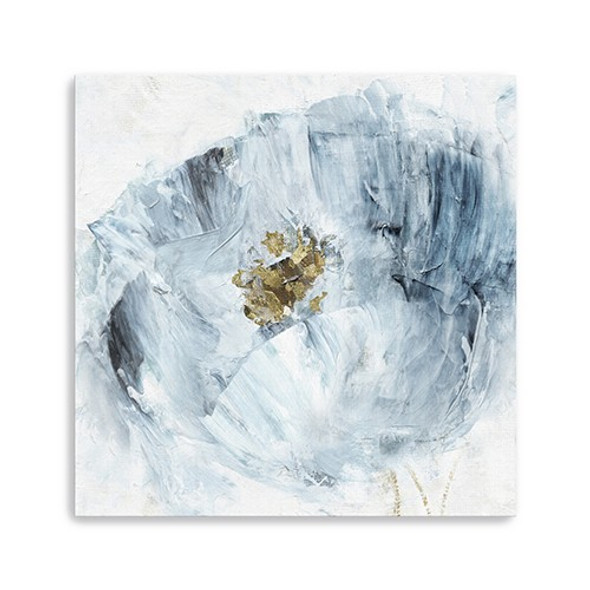 20" x 20" Watercolor Abstract Gray Blue Flower II Canvas Wall Art