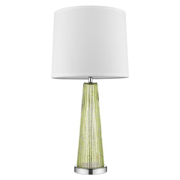 Chiara 1-Light Apple Green Glass And Polished Chrome Table Lamp With Off White Shantung Shade