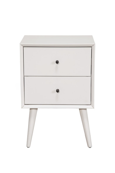 White Century Modern Wood 2 Drawer Nightstand