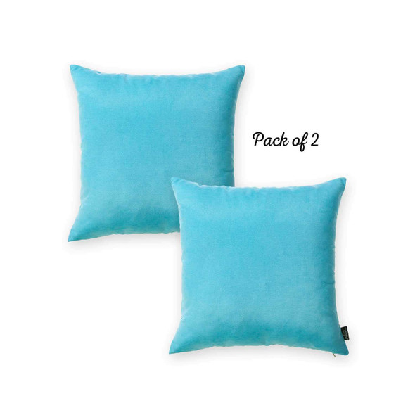 Set of 2 Turquoise Modern Square Throw Pillows