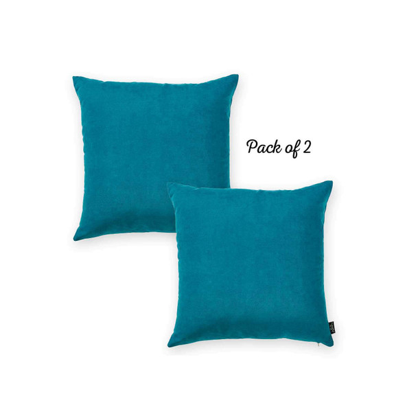 Set of 2 Teal Modern Square Throw Pillows