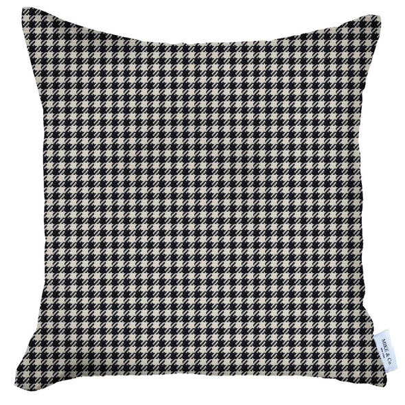 Black Houndstooth Pattern Throw Pillow
