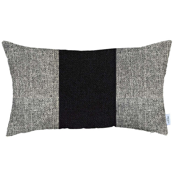 Gray and Black Midsection Lumbar Throw Pillow