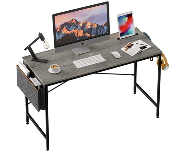 47" Modern Metro Gray and Black Computer Desk