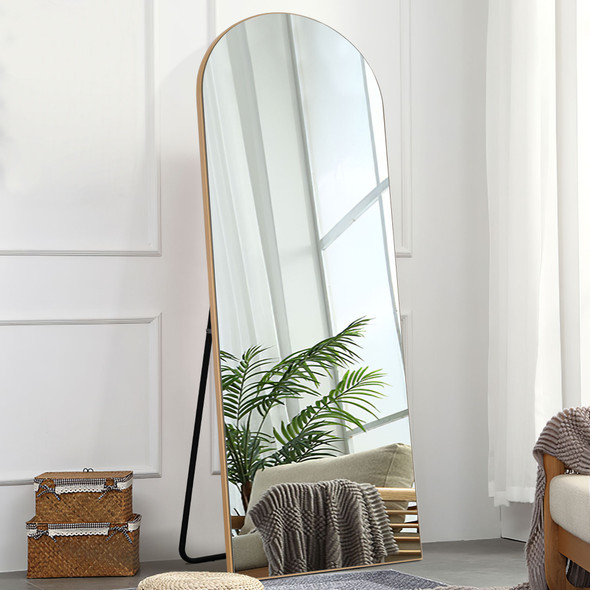 Narrow Gold Arched Wooden Mirror