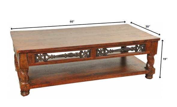 Brown Rectangular Wooden Coffee Table