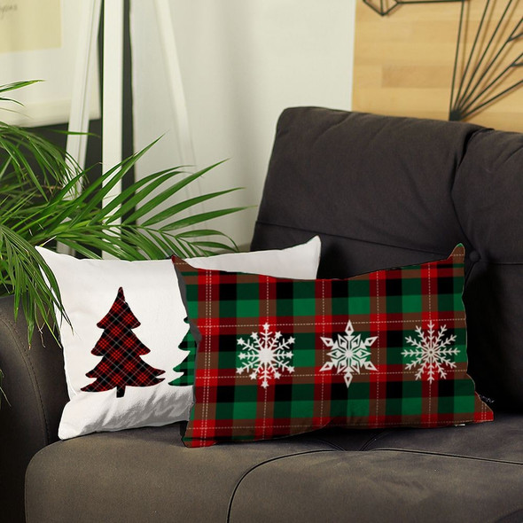 Set of 2 Christmas Plaid Lumbar Decorative Pillows