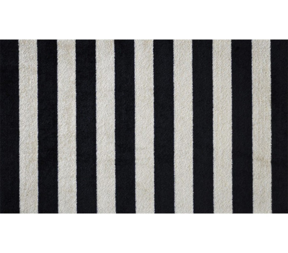 2' x 4' Black and Tan Wide Stripe Washable Floor Mat