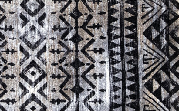2' x 4' Black and Gray Aztec Washable Floor Mat