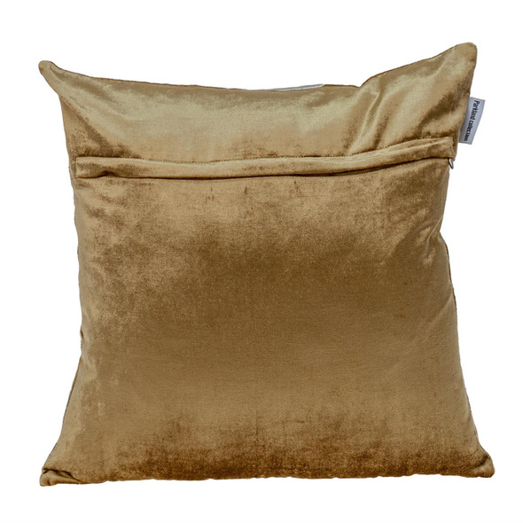 Dark Beige and Gold Lattice Velvet Throw Pillow
