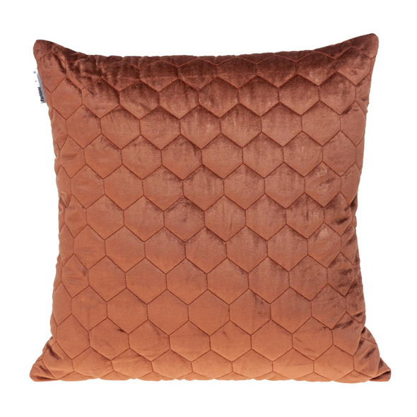 Burnt Orange Tufted Velvet Quilted Throw Pillow