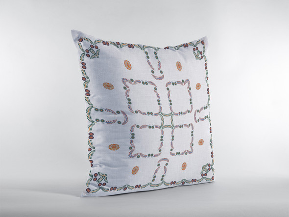 18 White Floral Suede Zippered Throw Pillow