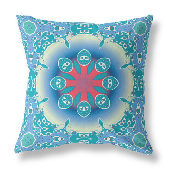 26 Turquoise Pink Jewel Indoor Outdoor Zippered Throw Pillow