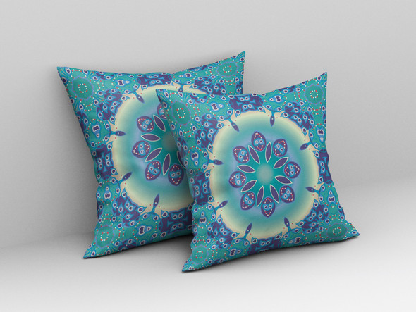 26 Green Blue Jewel Indoor Outdoor Zippered Throw Pillow