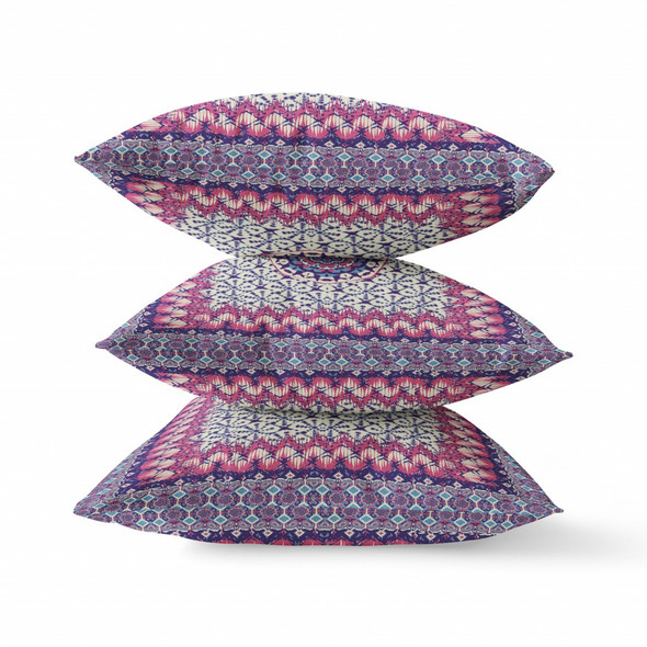 16 Magenta Indigo Holy Floral Suede Throw Pillow