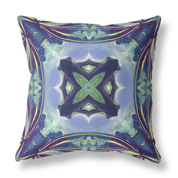 20 Blue Green Geo Tribal Indoor Outdoor Throw Pillow