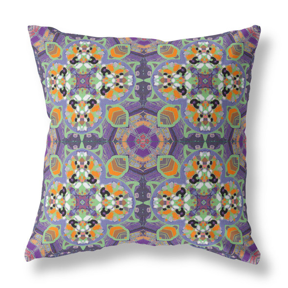 16" Purple Orange Cloverleaf Indoor Outdoor Throw Pillow