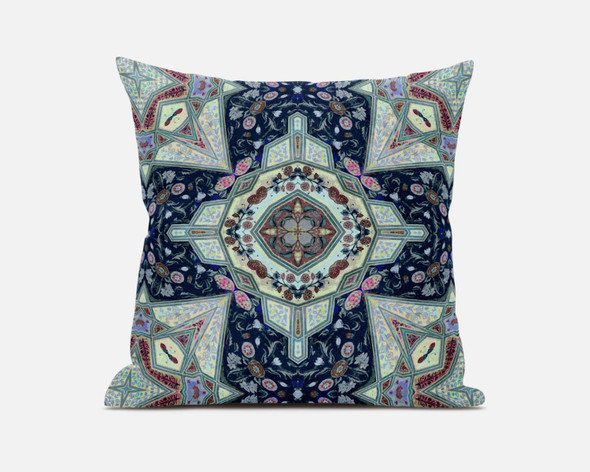 20" Aqua Blue Boho Chic Pattern Suede Throw Pillow