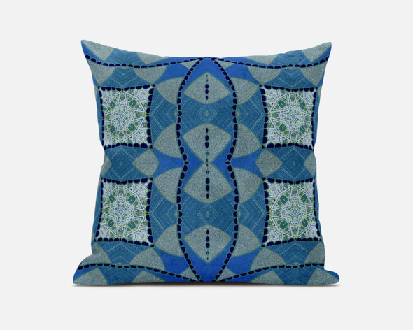 16" Aqua Sky Blue Cosmic Circle Boho Suede Throw Pillow