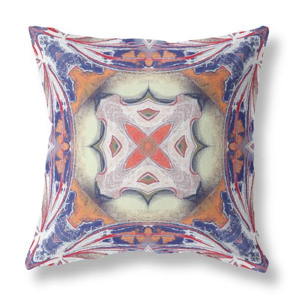 20 Pale Orange Blue Geo Tribal Suede Throw Pillow