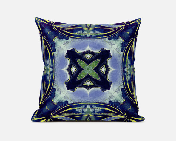 18 Blue Green Geo Tribal Suede Throw Pillow