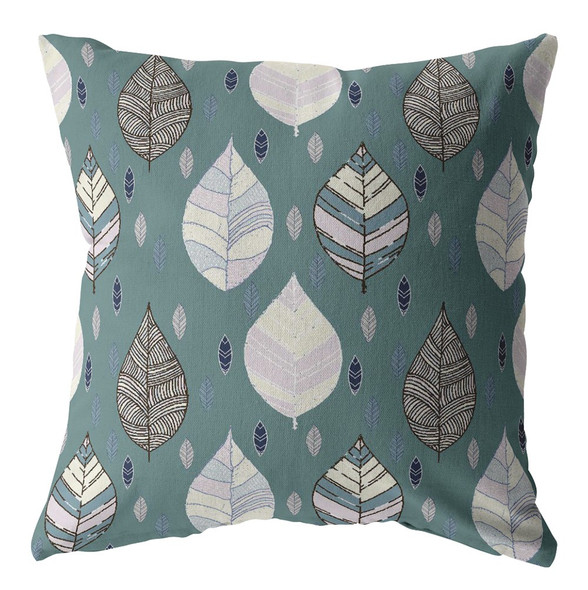 26 Pine Green Leaves Indoor Outdoor Throw Pillow