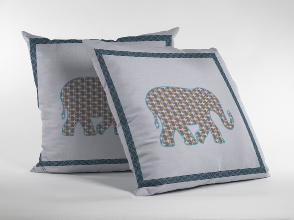 26 Gold White Elephant Indoor Outdoor Throw Pillow