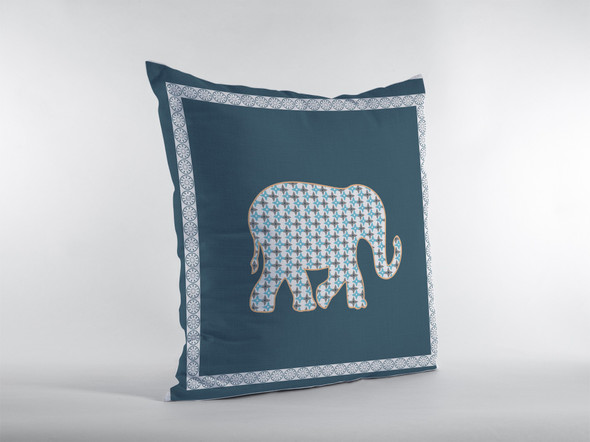 16 Spruce Blue Elephant Indoor Outdoor Throw Pillow