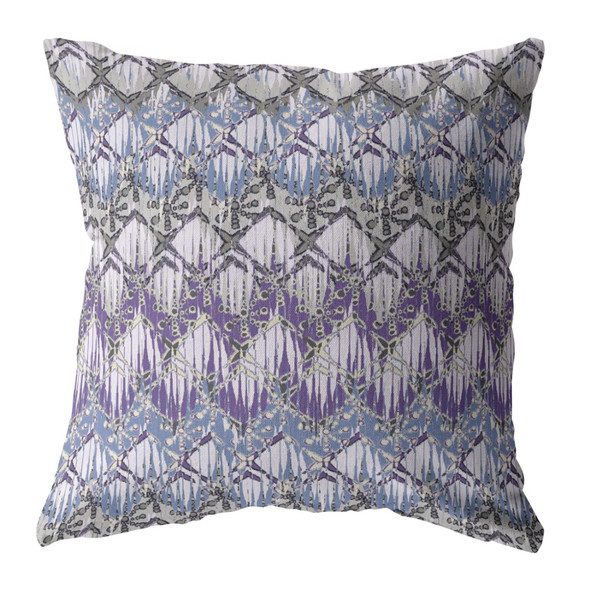 16 Purple Gray Hatch Indoor Outdoor Throw Pillow