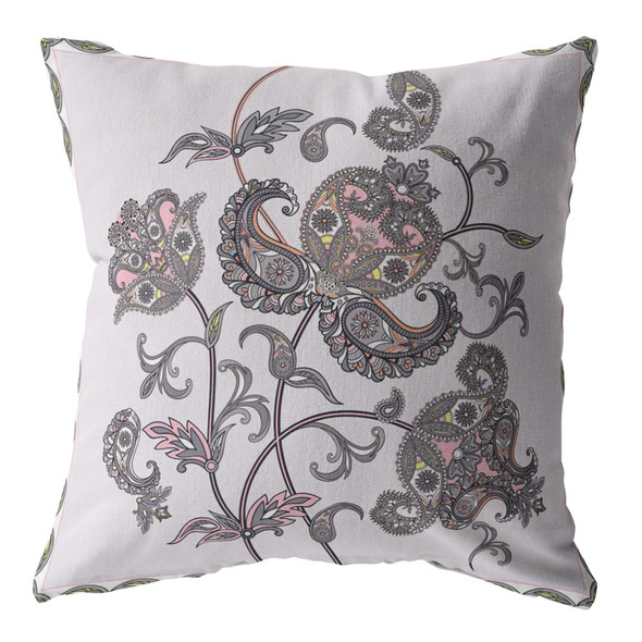 20 Gray White Wildflower Indoor Outdoor Throw Pillow