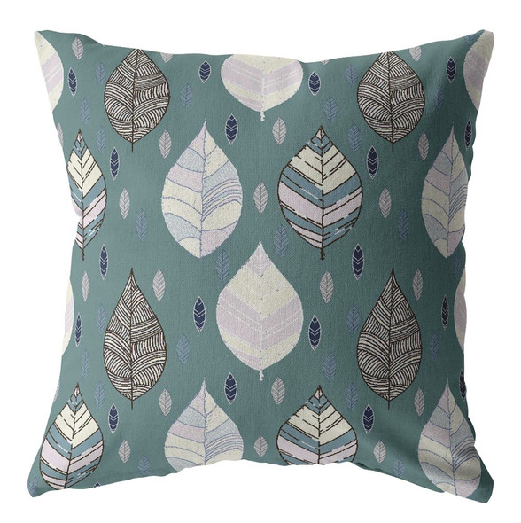20 Pine Green Leaves Suede Decorative Throw Pillow