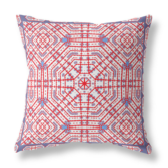 16 Red White Geostar Indoor Outdoor Throw Pillow