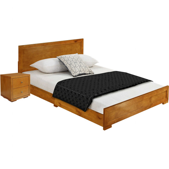 Moma Oak Wood Platform Twin Bed With Nightstand