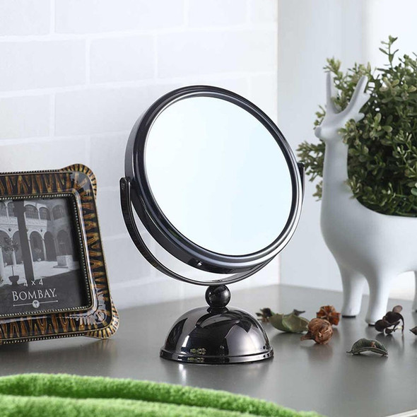 Vintage Pedestal Black 5X Magnification Vanity Mirror