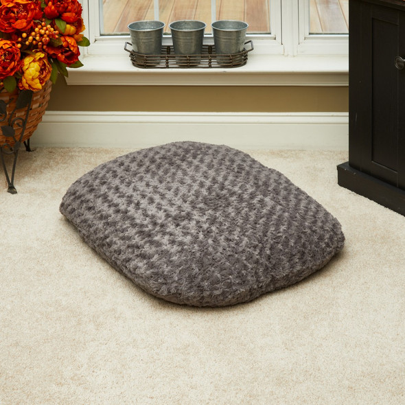 Gray 2' x 3' Lux Faux Fur Oval Pet Bed