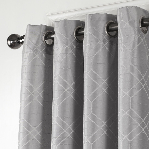 84" Silver Linework Textured Window Curtain Panel