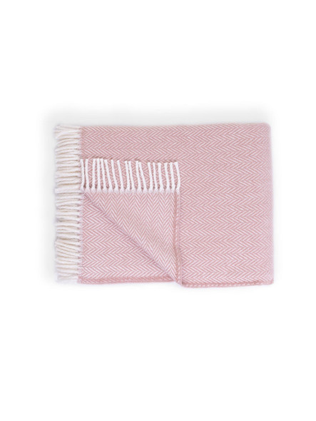 Pink and White Dreamy Soft Herringbone Throw Blanket