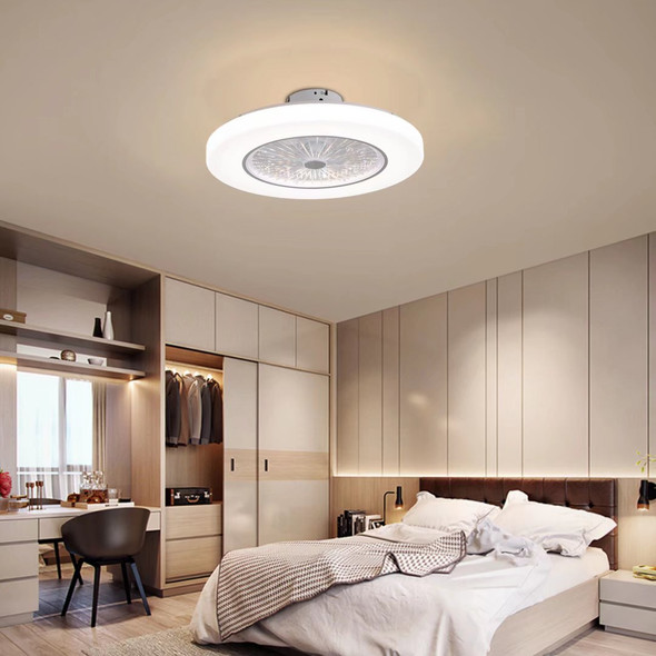 White Contemporary Acrylic Fan And Ceiling Lamp