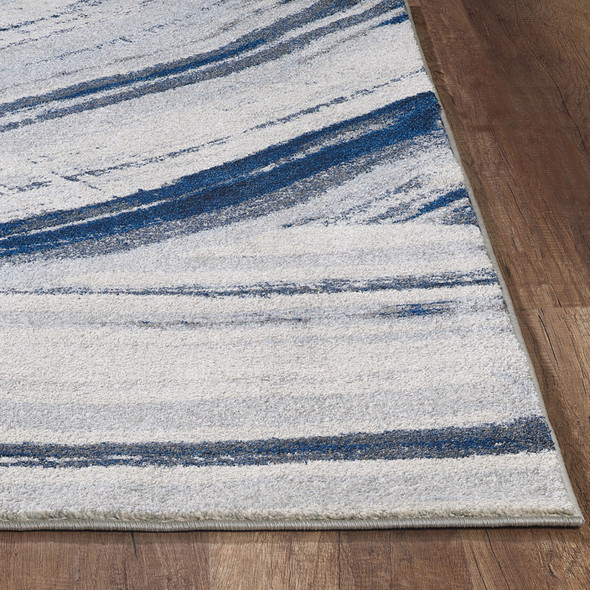 8 x 11 Navy Ivory Abstract Strokes Modern Area Rug