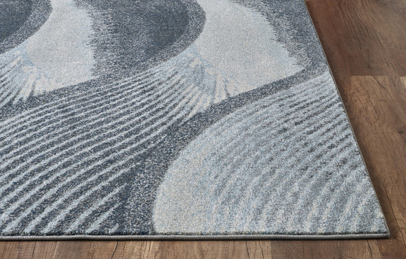 3 x 5 Gray Blue Abstract Waves Modern Area Rug