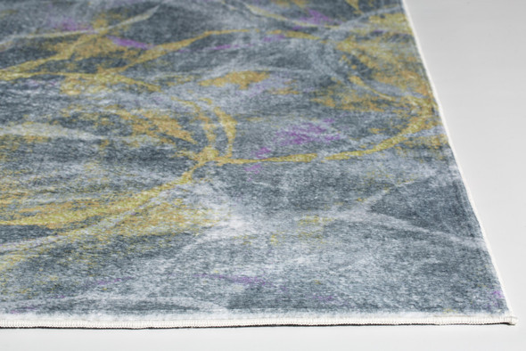 5 x 8 Gray Gold Abstract Rings Area Rug