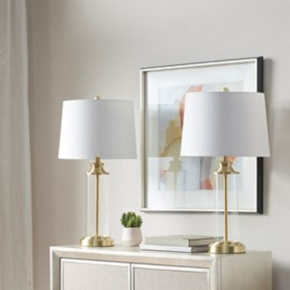 Set of 2 Gold Metal & Glass Table Lamps (Clarity - Gold - Table Lamp)