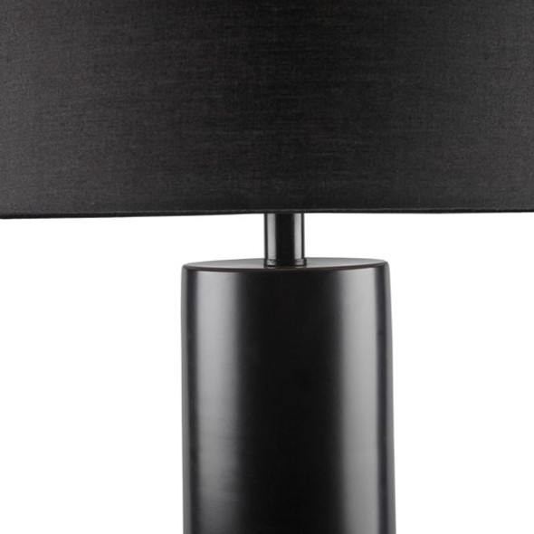 Black Orb Table lamp With Black Drum Shade (Fulton - Black- Table Lamp)