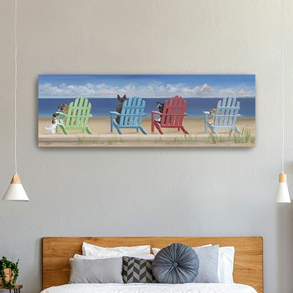 60" Dogs at the Beach Canvas Wall Art