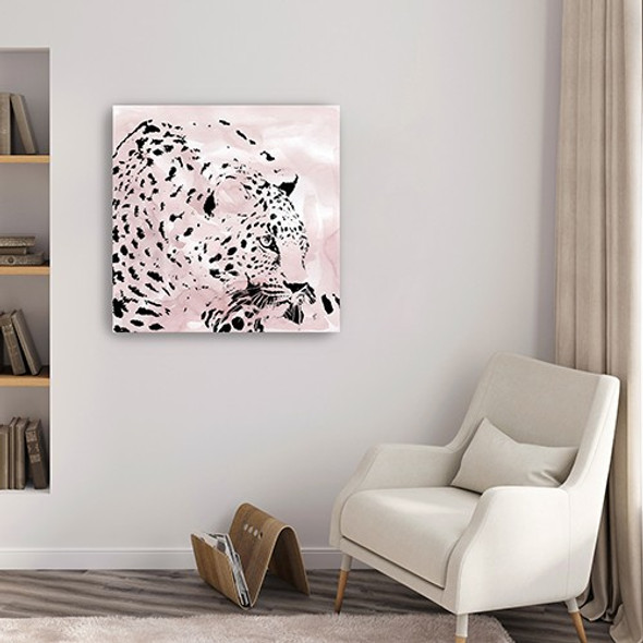 20" Pink Laying Leopard Canvas Wall Art