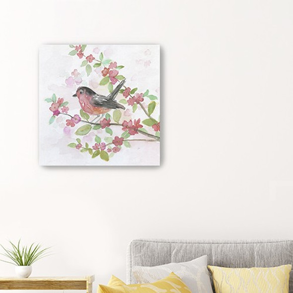 30" Flower and Bird Canvas Wall Art