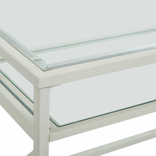 White Metal and Glass Compact Desk